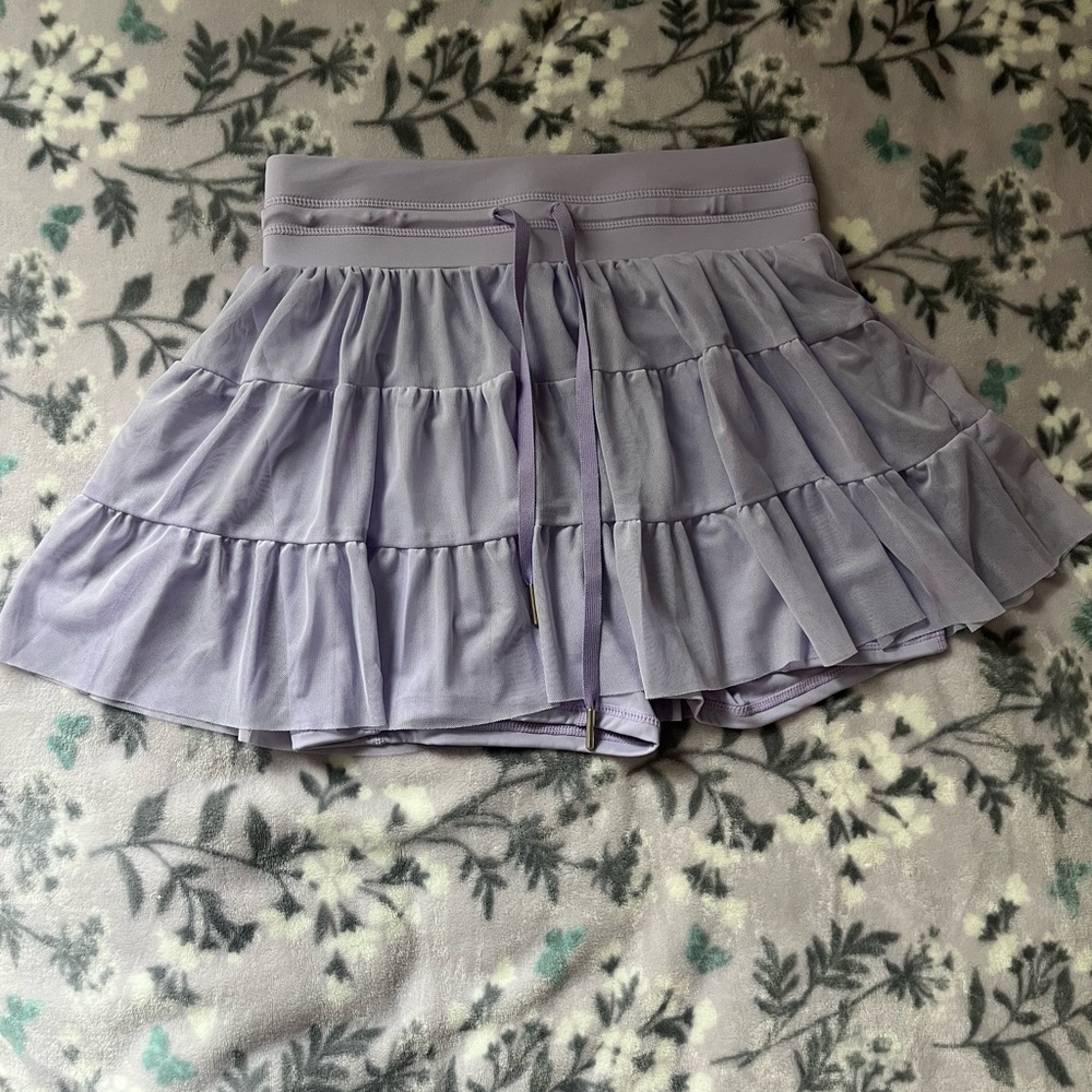 Purple Mini Skater Skirt with Tie Front